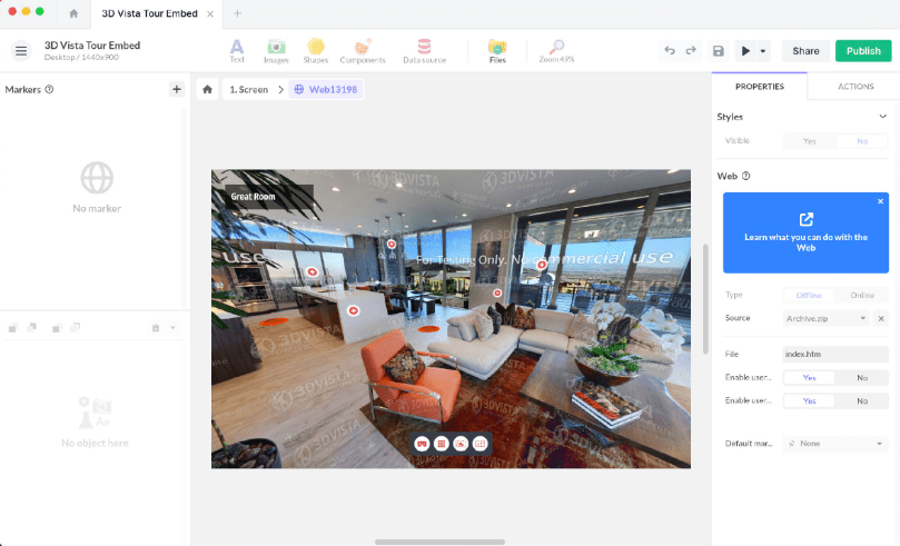 Embedding 3D Vista Tours